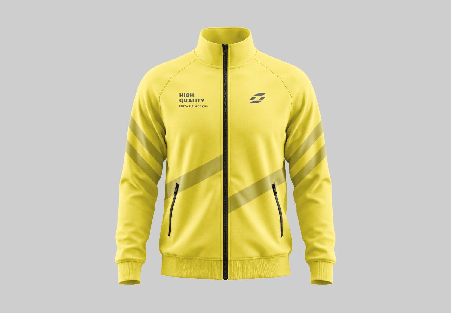 Front View Zip-Up Jacket Mockup with Sporty Design