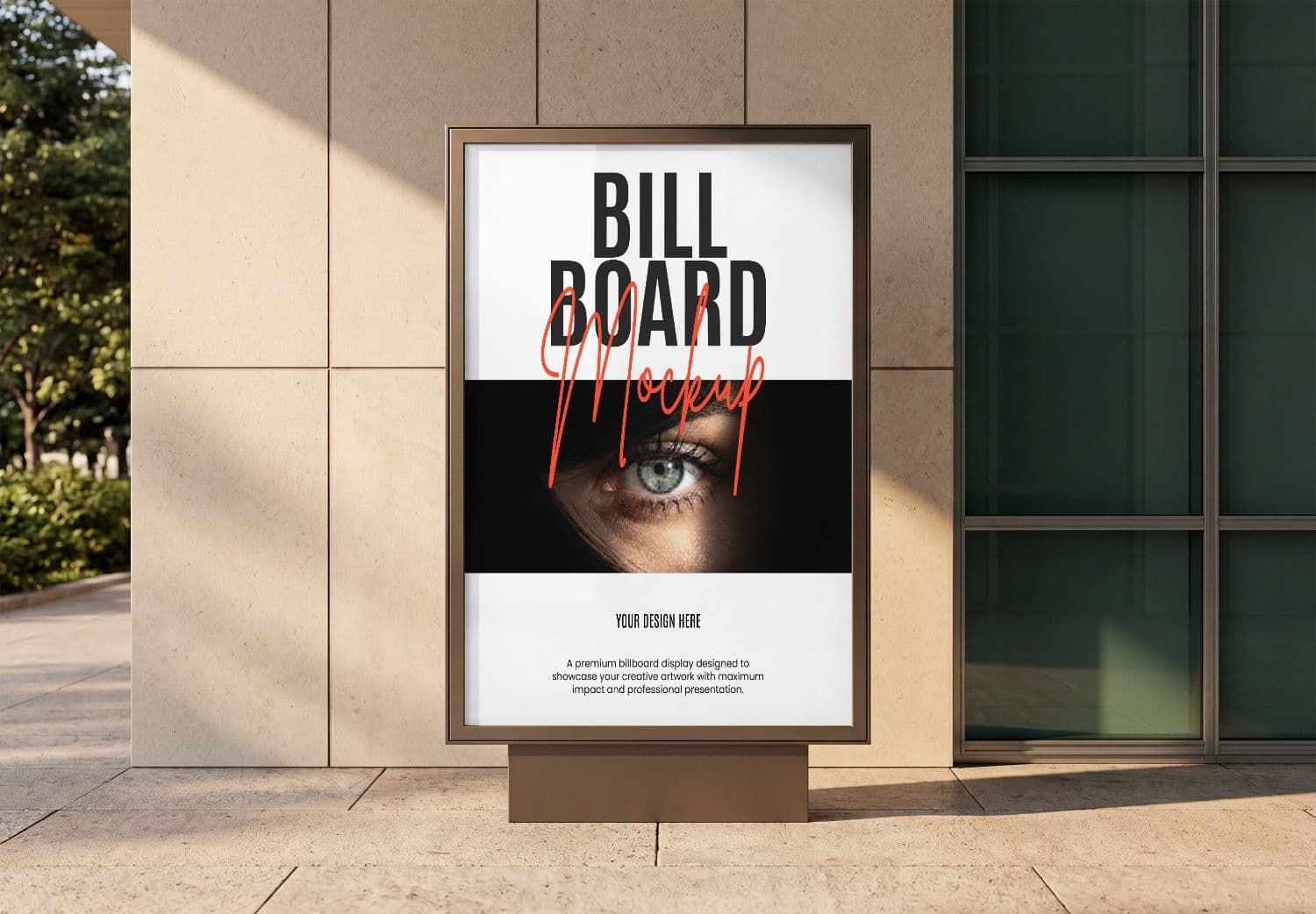 Realistic Outdoor Billboard Display Mockup on Building Wall