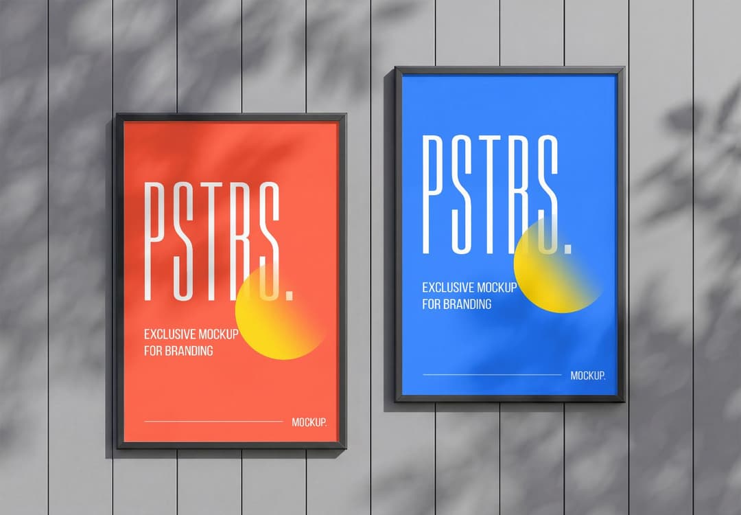 Two Modern Poster Frame Mockup | MockupHive