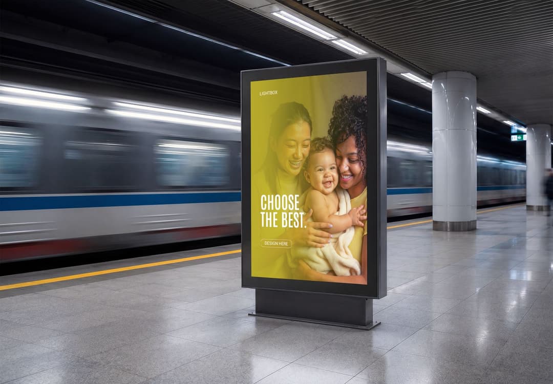 Subway Station Lightbox Advertising Mockup