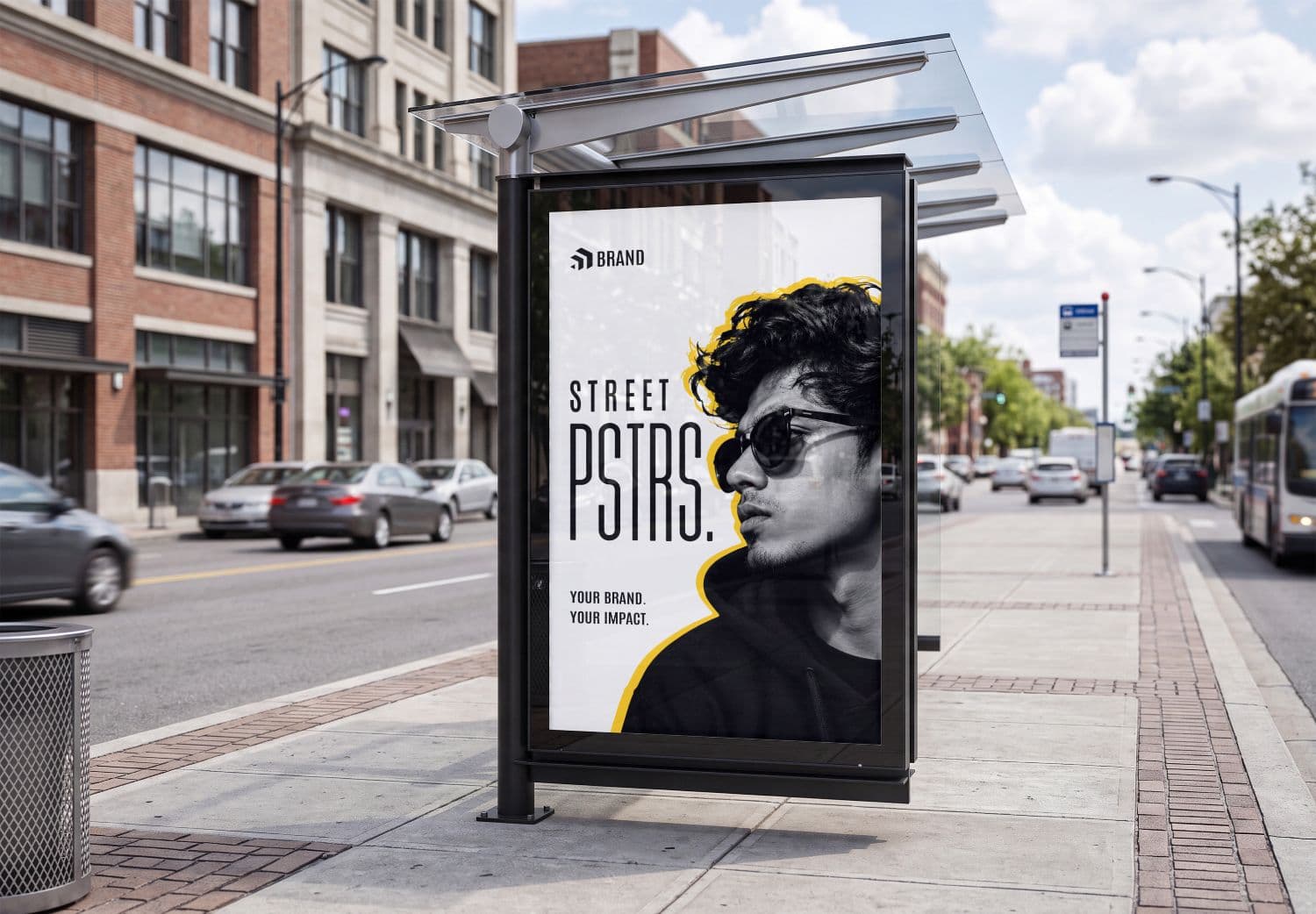 Street Poster Advertising Mockup at a Modern Bus Stop