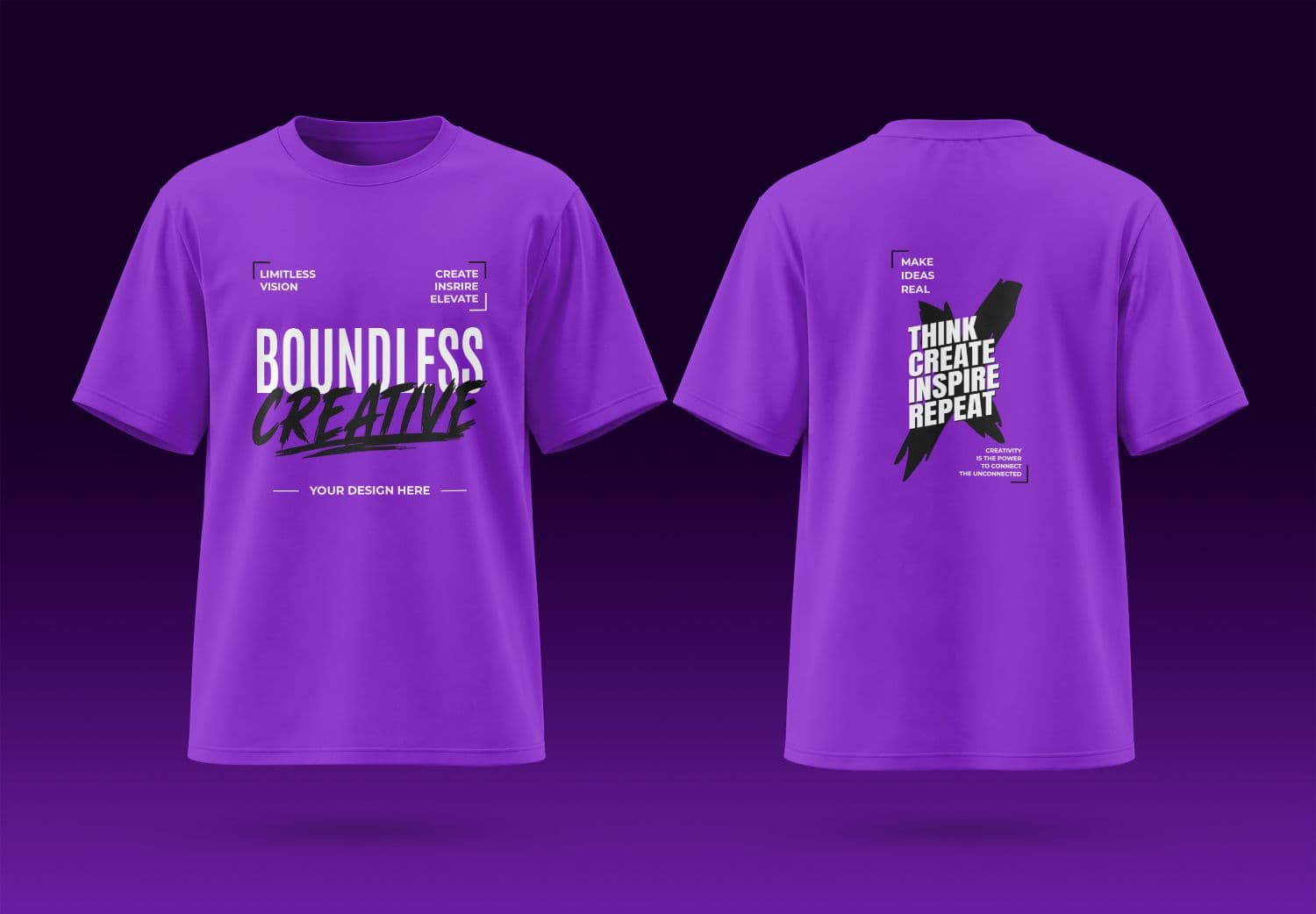 Front and Back T-Shirt Branding Mockup with Vibrant Purple Style