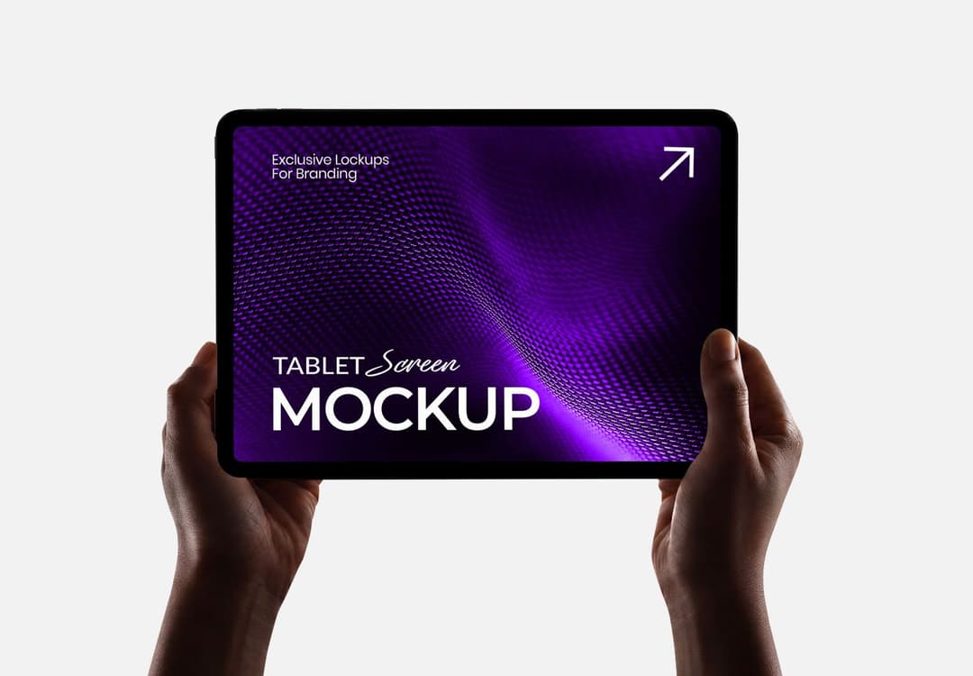 Landscape Tablet Mockup Held in Both Hands for Digital Branding