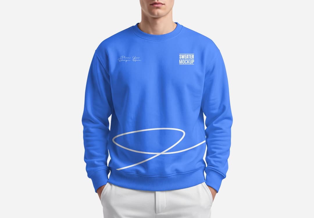 Crewneck Sweatshirt Mockup on Male Model for Apparel Branding
