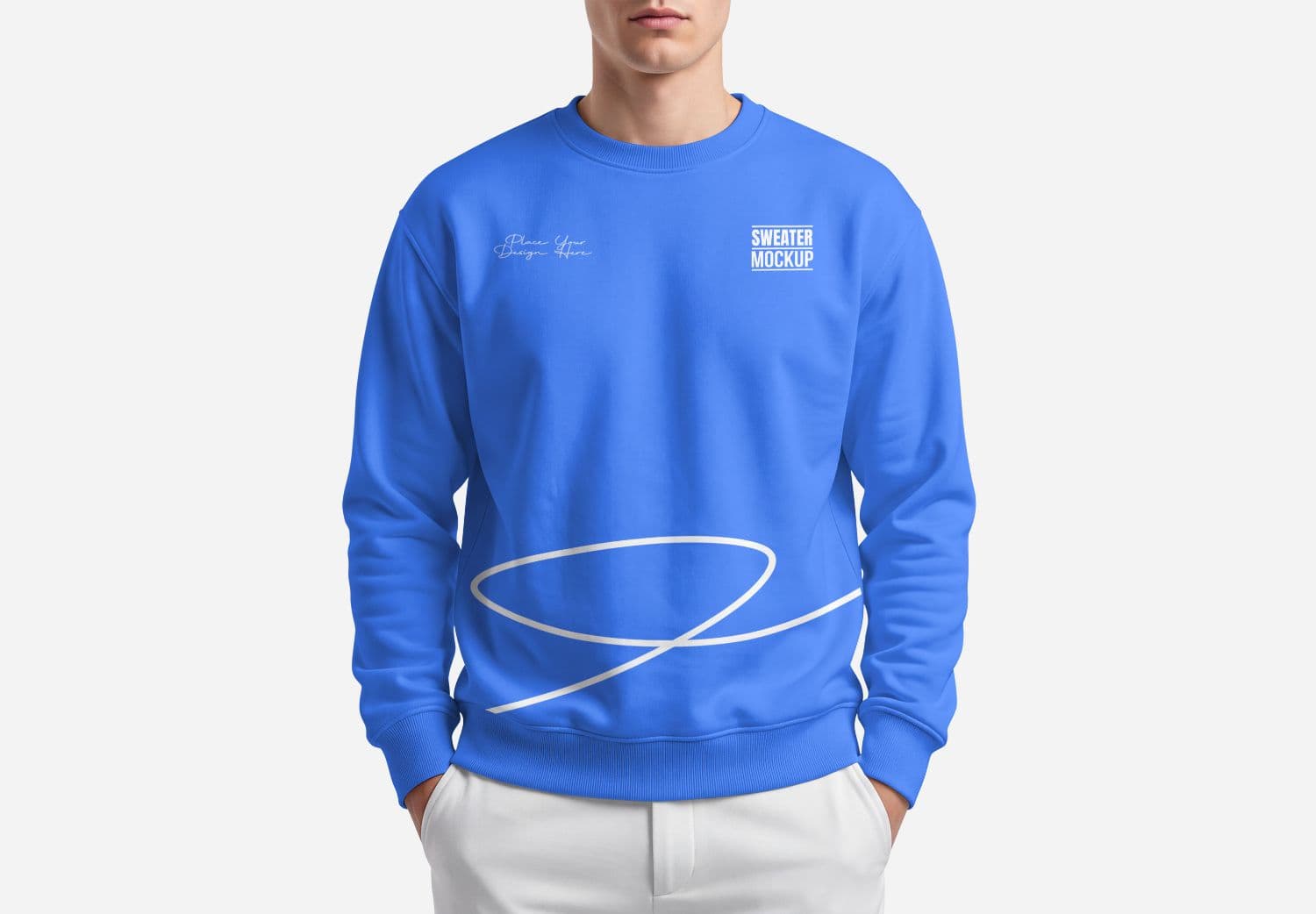 Crewneck Sweatshirt Mockup on Male Model for Apparel Branding