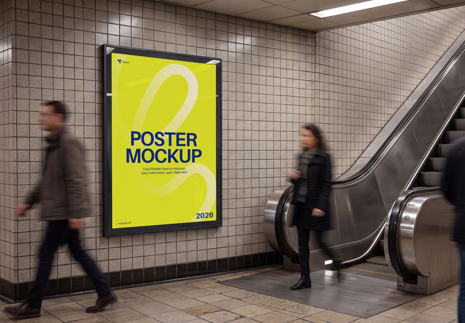 Realistic Metro Station Wall Poster Mockup for Advertising