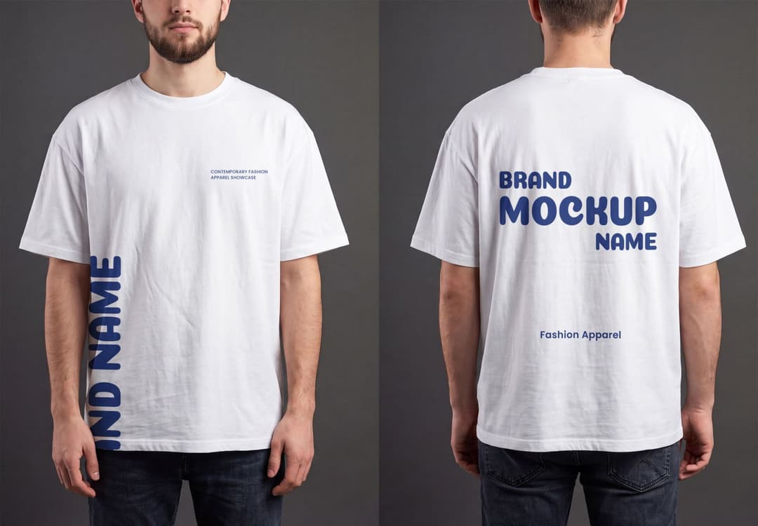 Oversized White T-Shirt Mockup with Front and Back Views