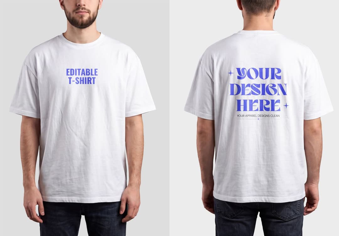 Men’s T-Shirt Front and Back Mockup for Apparel Branding