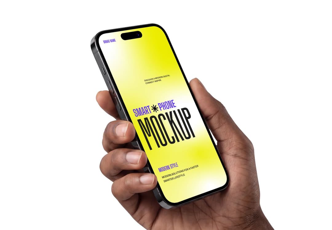 Hand Holding Smartphone Screen Mockup for Mobile UI Design