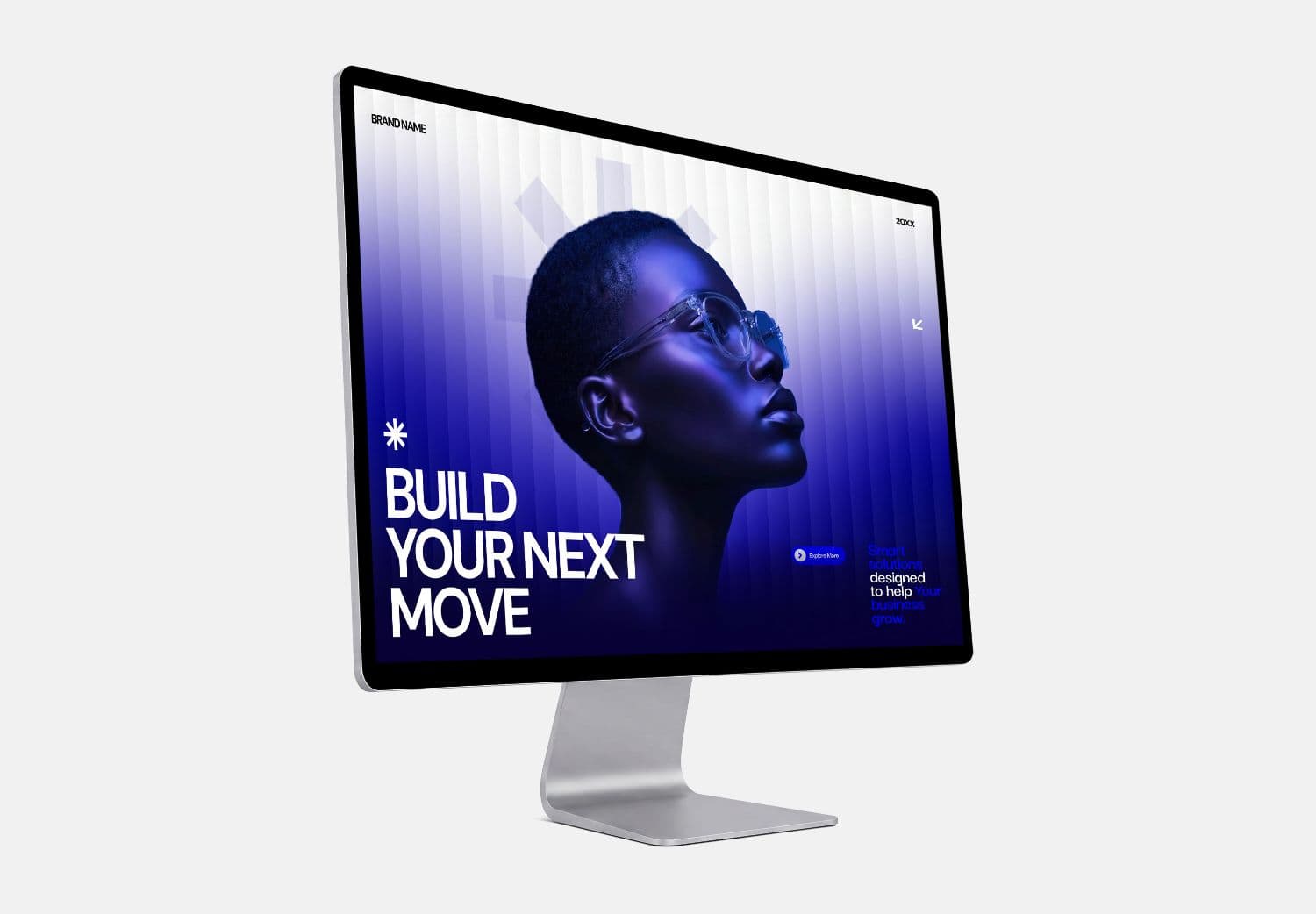 Minimal Desktop Display Mockup with Portrait Screen Design