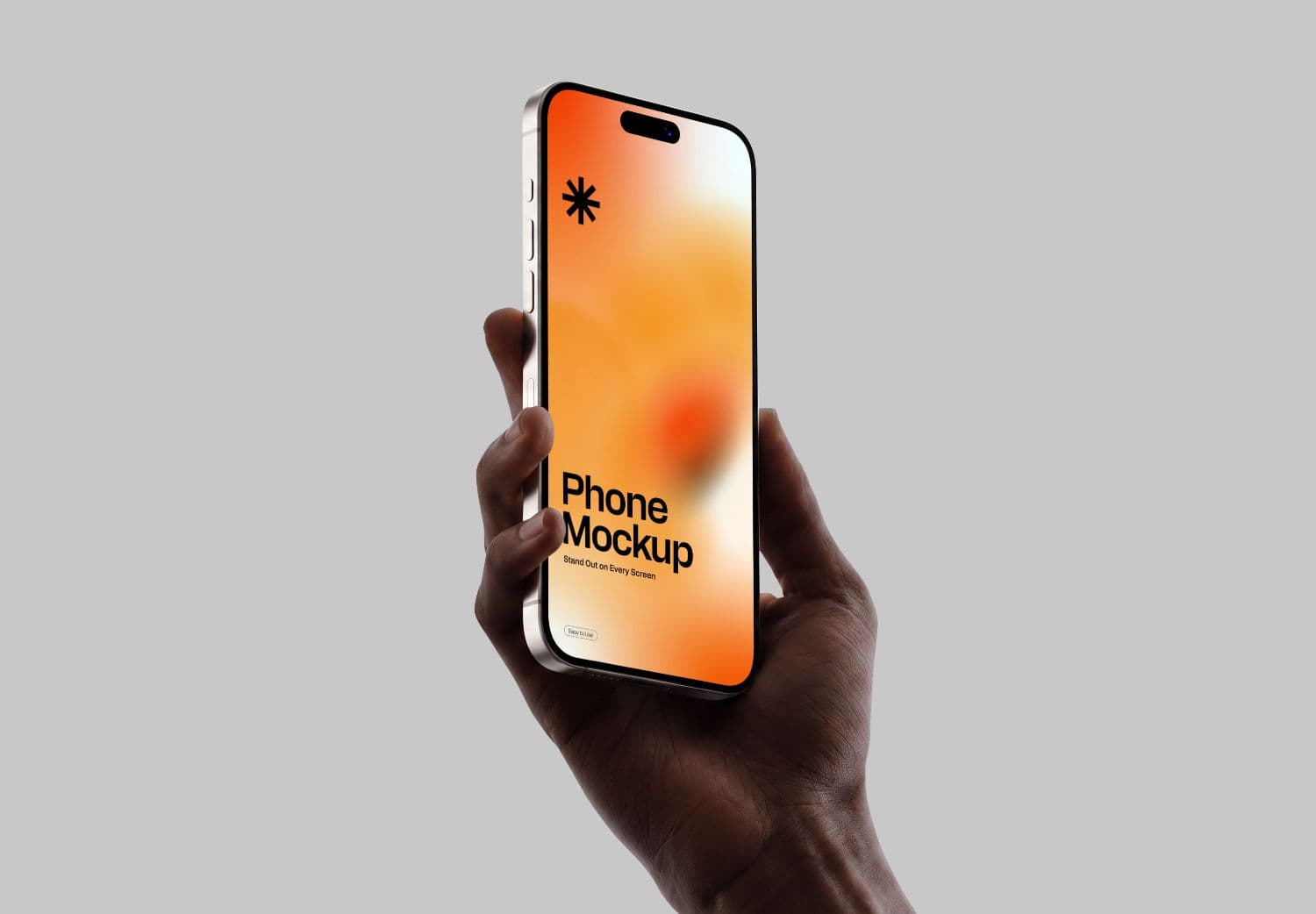 Close-Up Smartphone Mockup Held in Hand with Screen Display