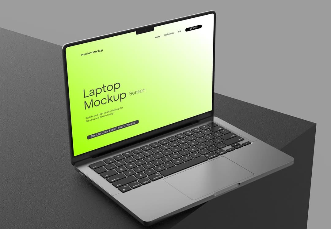 Green Screen Laptop Mockup - Editable PSD Template