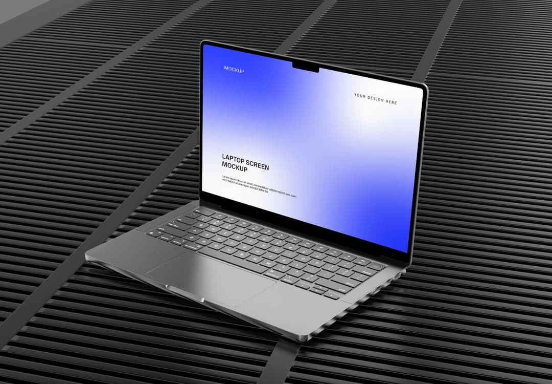 Blue Gradient Laptop Mockup - Editable PSD Template