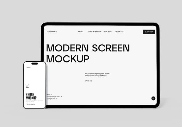 Modern Apple iPad and iPhone Screen Mockup