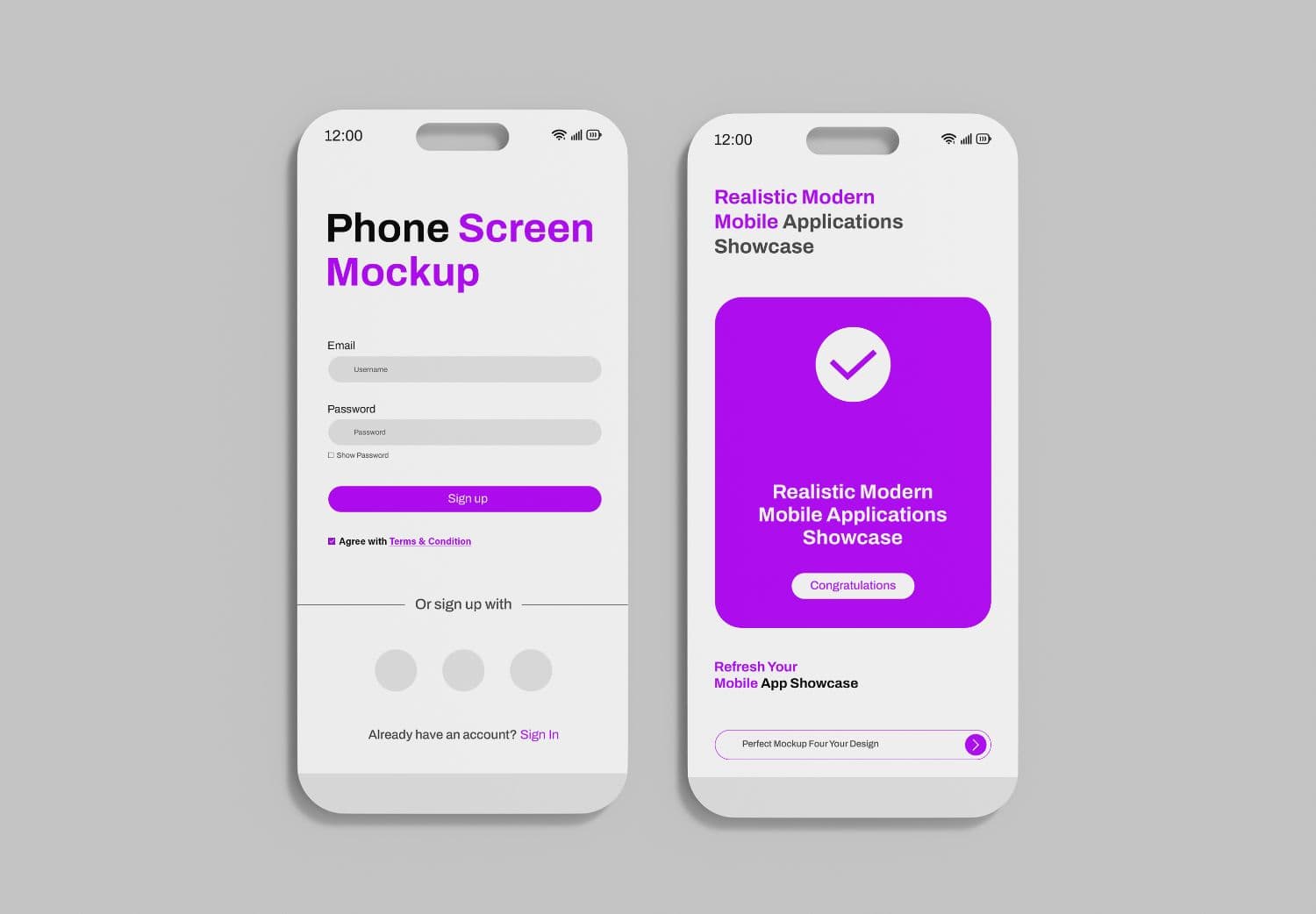 Mobile App Screen Mockup Set