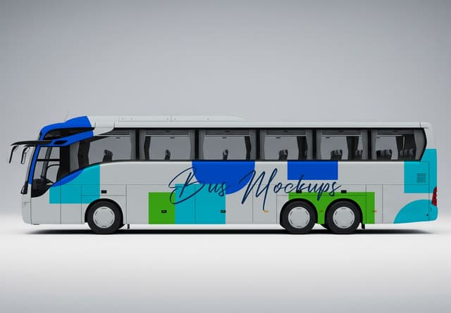 Realistic Modern Coach Bus Mockup Display