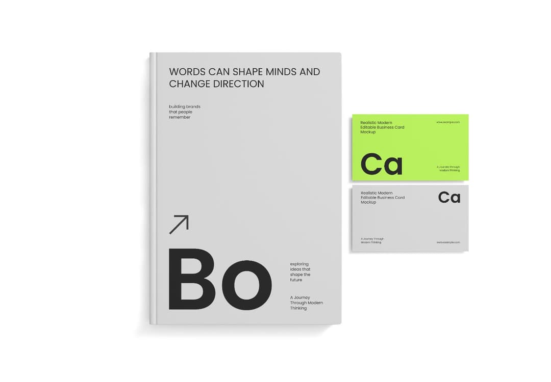 Realistic Book and Business Card Mockup for Branding