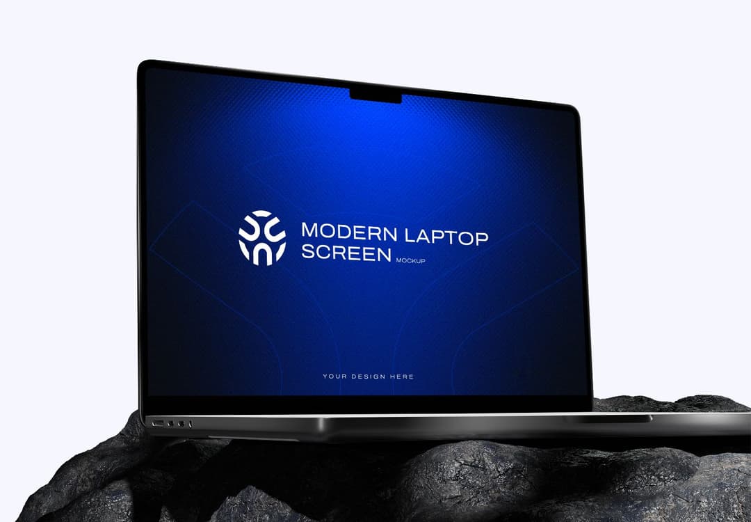 Sleek Blue Modern Laptop Screen Mockup