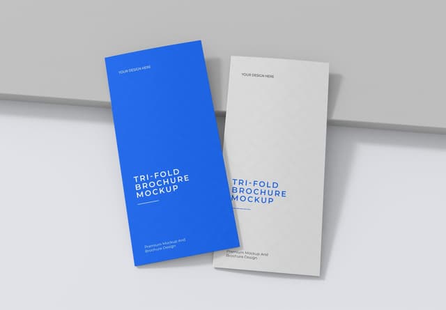 Tri-Fold Brochure Mockup Set Blue White