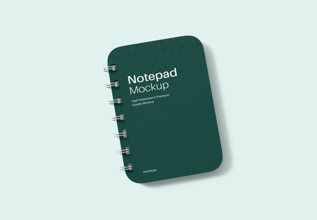 Green Disc-Bound Notepad Mockup Angled View