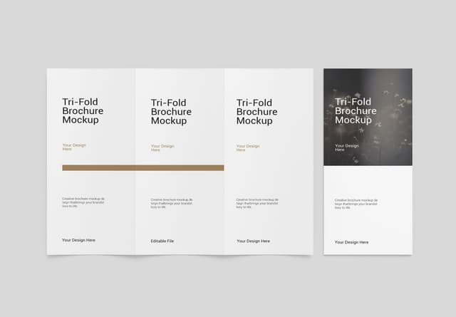 Tri-Fold Brochure Mockup Open Closed View