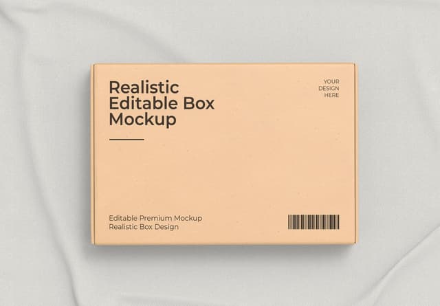 Kraft Cardboard Box Mockup Top Down View