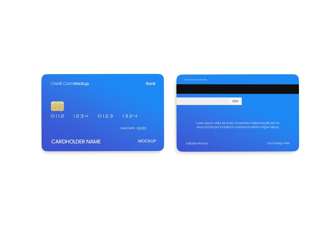 Modern Credit Card Mockup Front and Back View