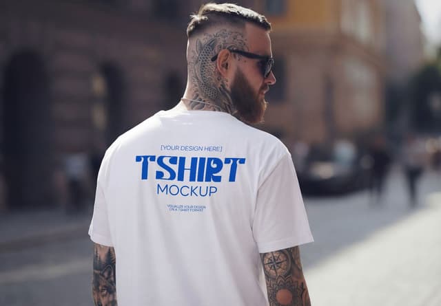 Street Lifestyle White T Shirt Mockup