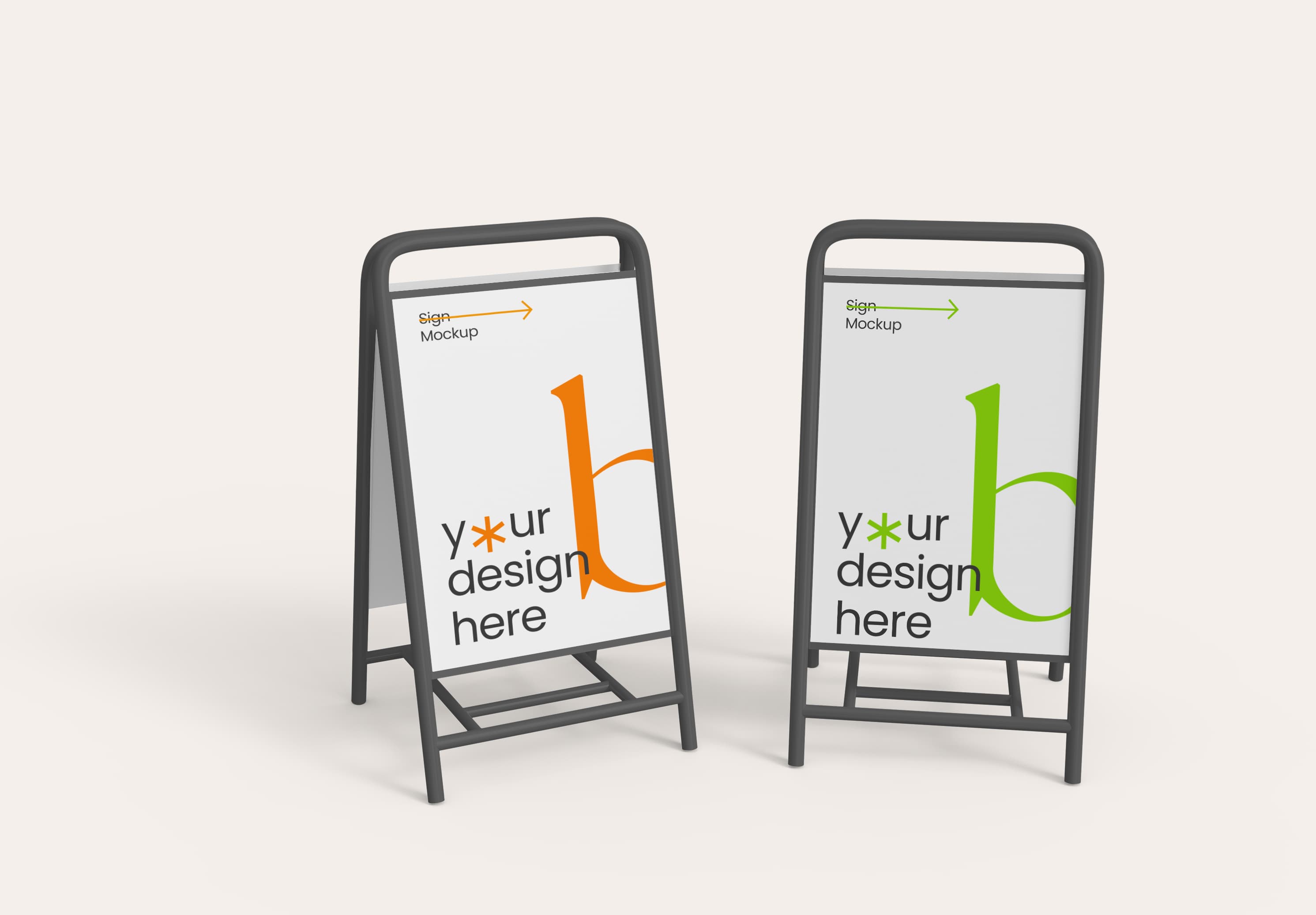 Frame Sign Mockup Set Dual Street Display