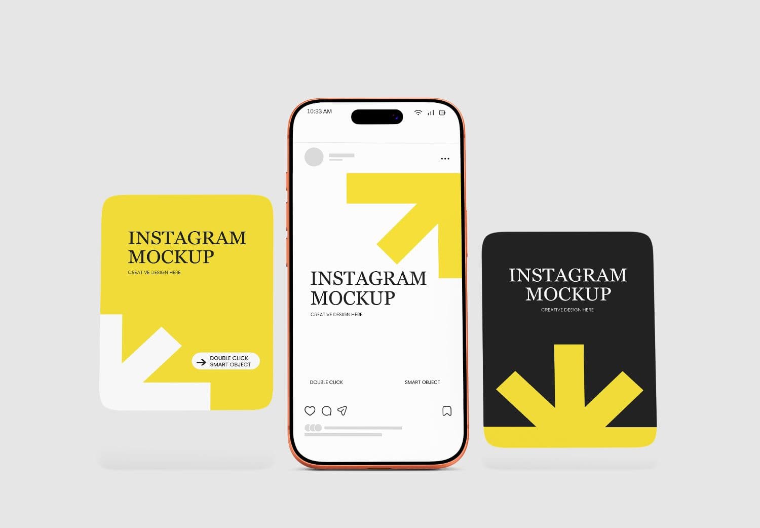 Instagram Post Mockup with Smartphone and Floating Cards