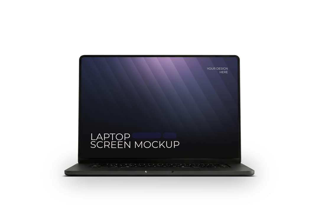 Black Macbook Laptop Front View Mockup | MockupHive