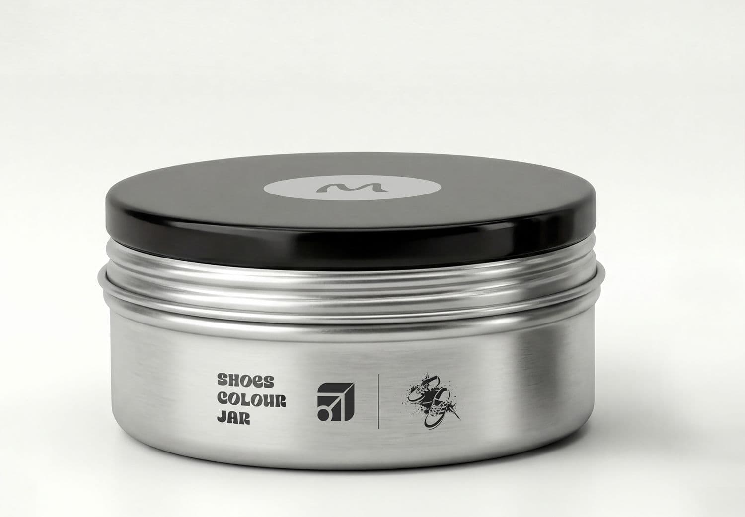 Metal Shoe Polish Jar Mockup with Black Lid