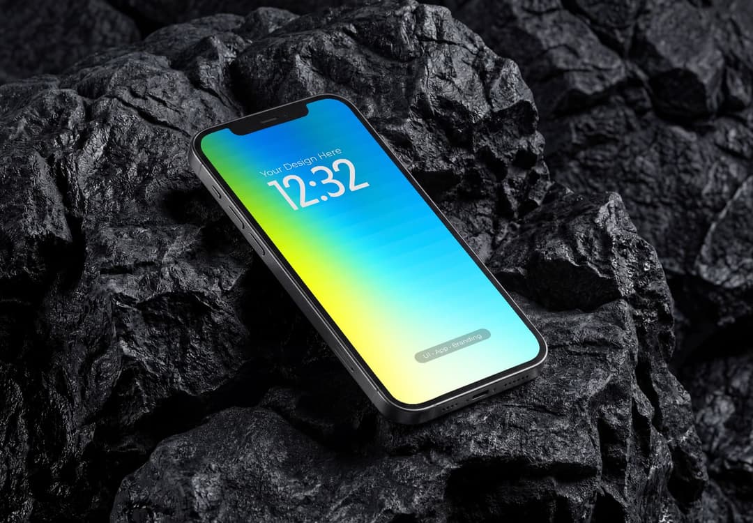 Mobile Screen Mockup – Front View with Editable Display