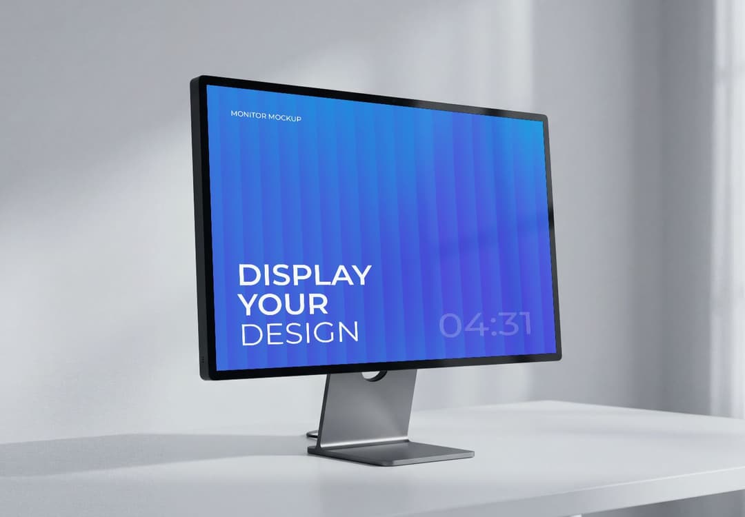 iMac 24-inch Screen Mockup – Sleek Desktop Display on White Workspace