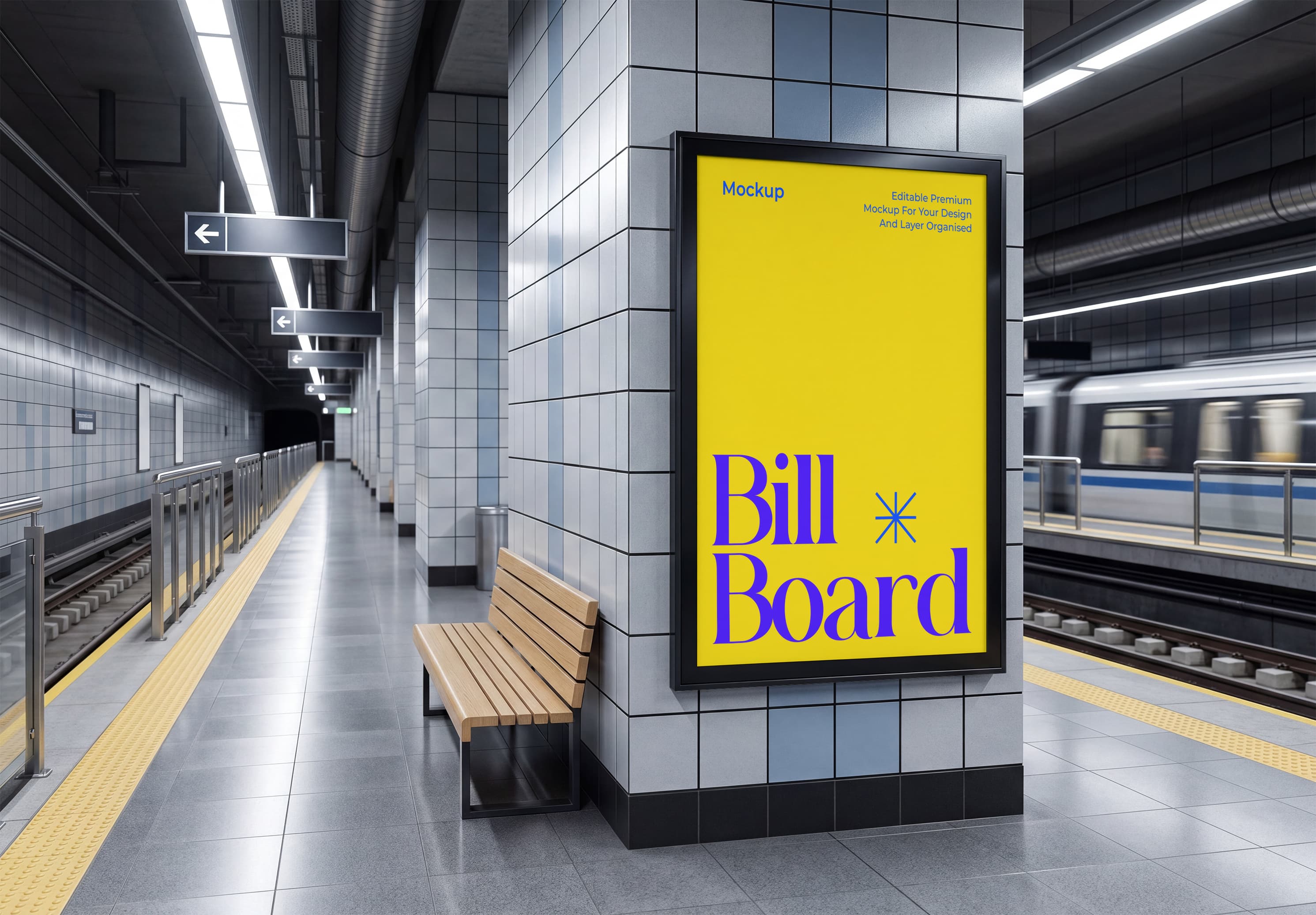 Subway Station Billboard Poster Mockup