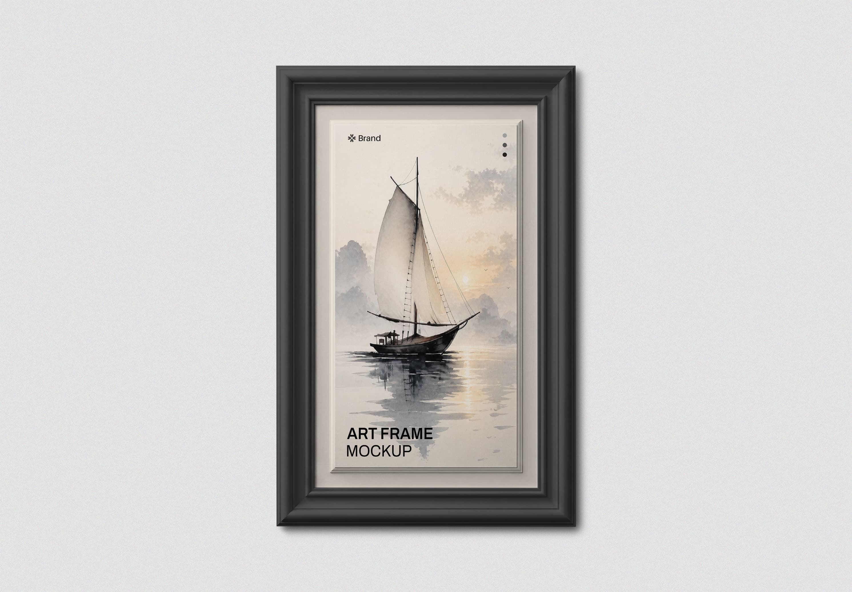 Minimal Wall Art Frame Mockup with Sailing Artwork