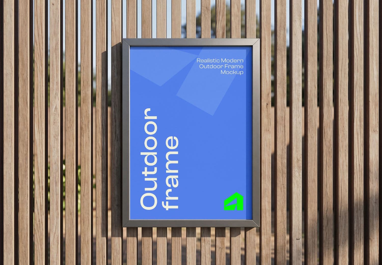 Outdoor Poster Frame Mockup on Wooden Wall