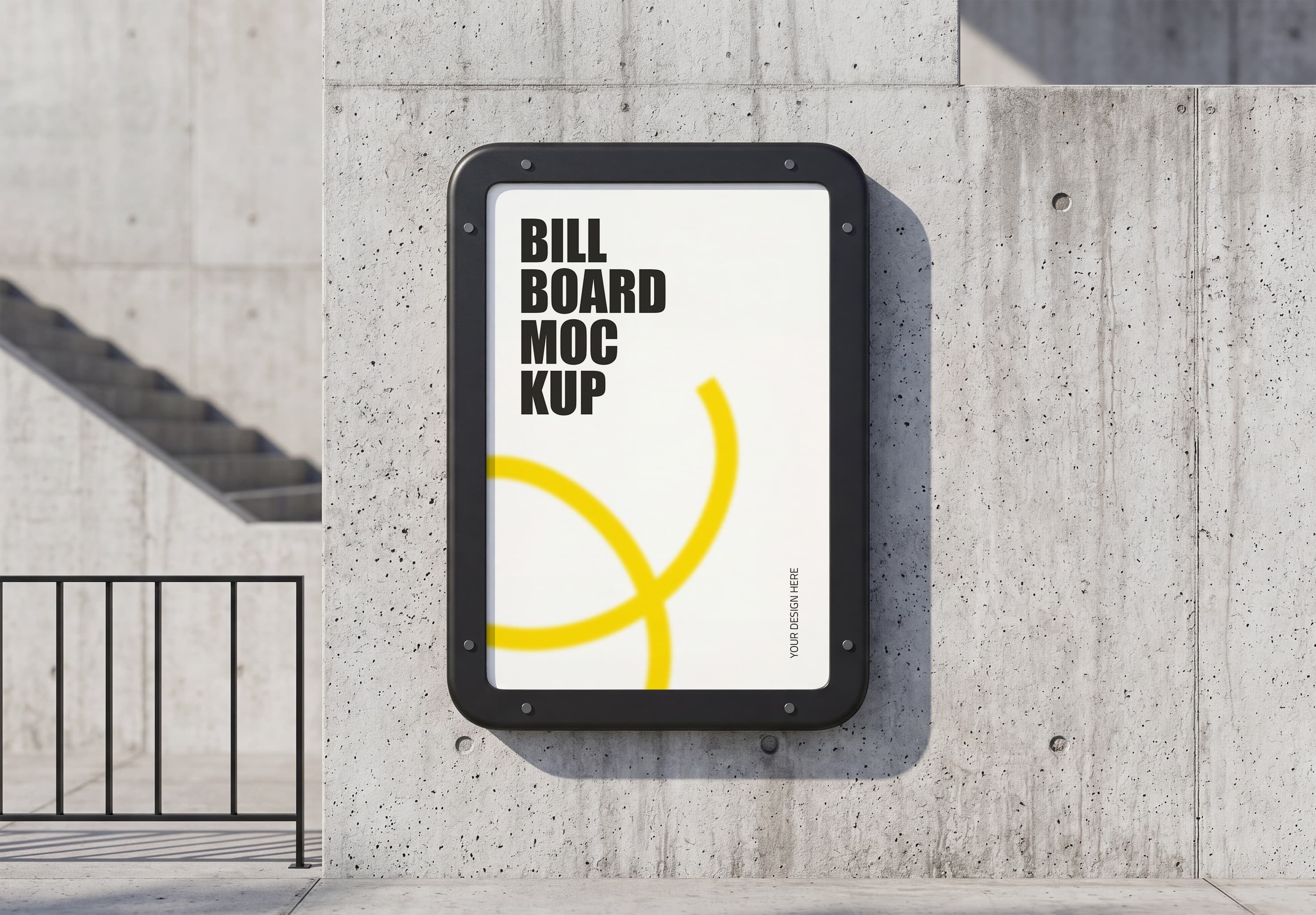 Concrete Wall Outdoor Billboard Mockup