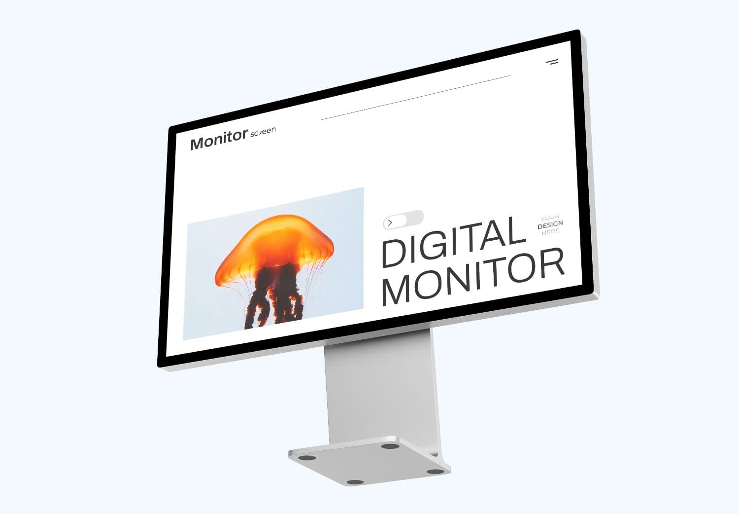 Desktop Computer Screen Mockup with Perspective View