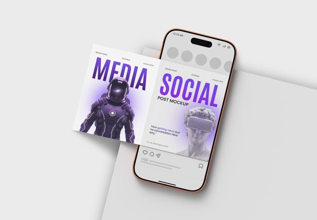 Realistic Social Media Post Mockup PSD