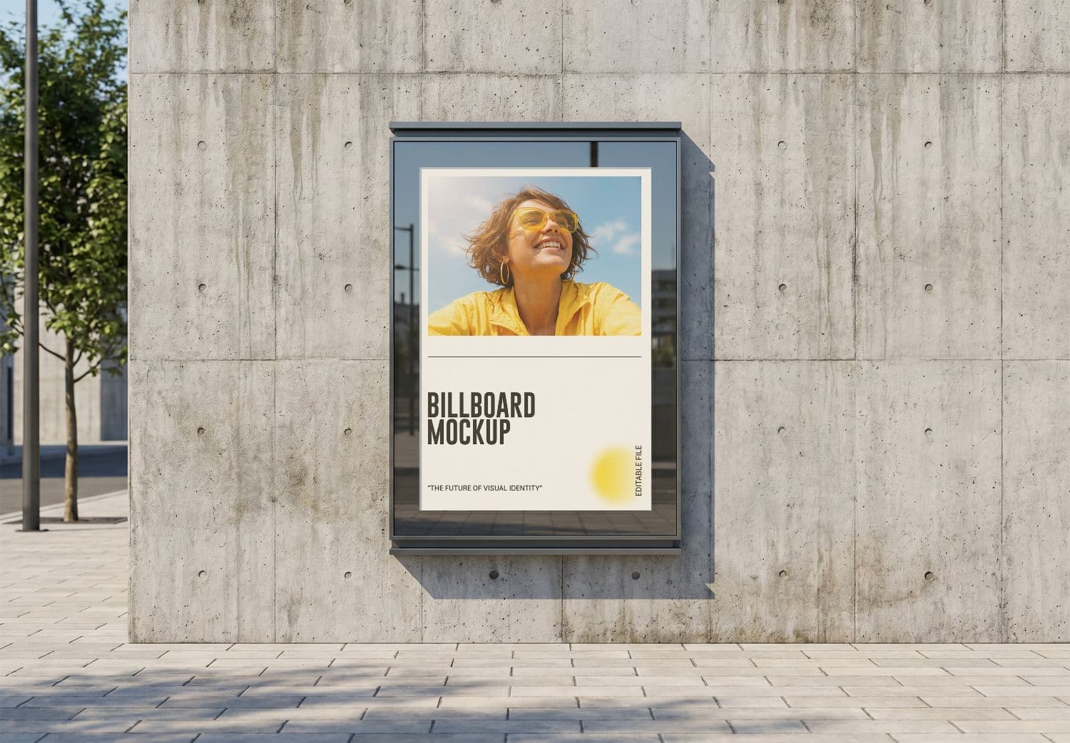 Outdoor Vertical Billboard Mockup on Concrete Wall – Realistic Urban PSD