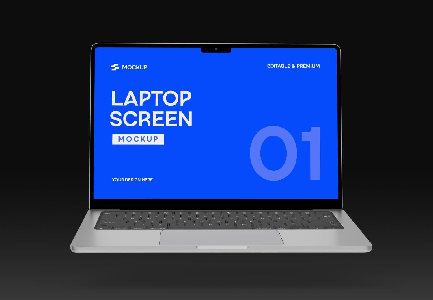Front View Laptop Screen Mockup on Dark Background