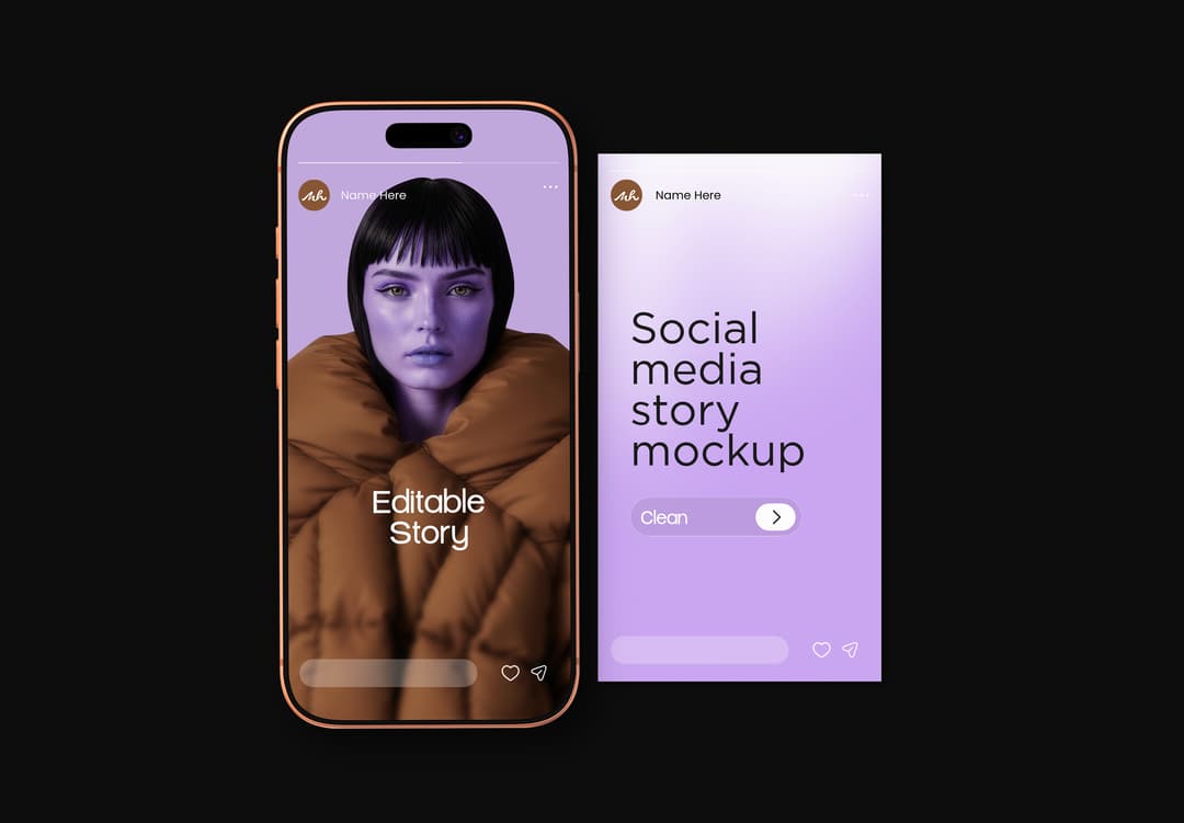 Modern Social Media Story Mockup with Mobile Screen