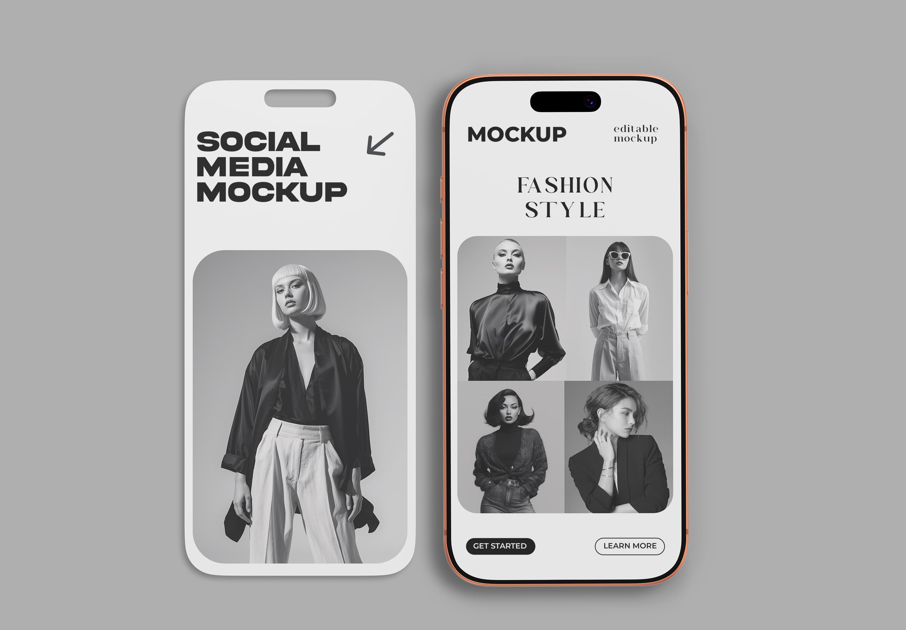 Social Media Story Mockup with Dual Smartphone Displays