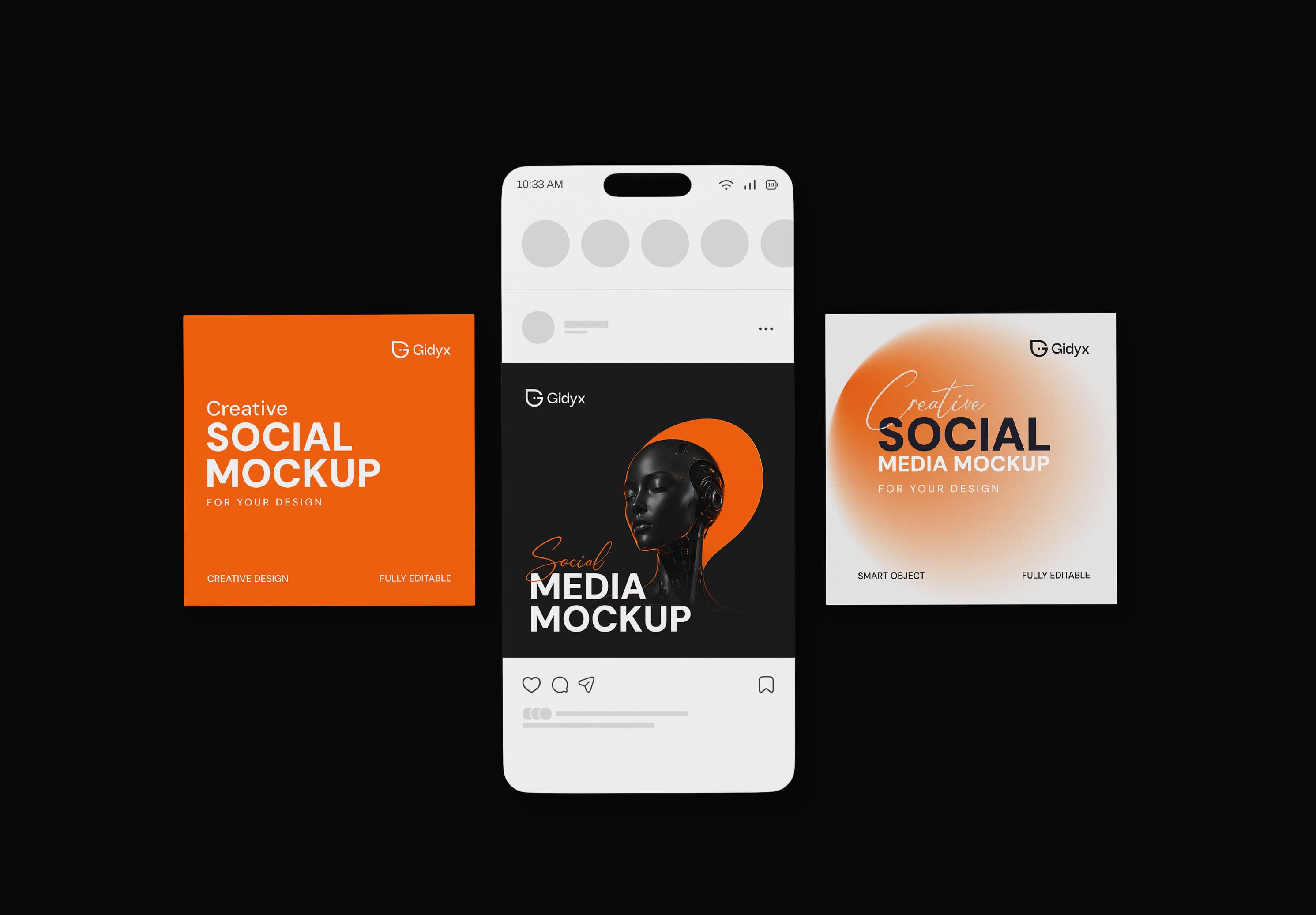 Social Media Post Mockup with Mobile Screen | MockupHive