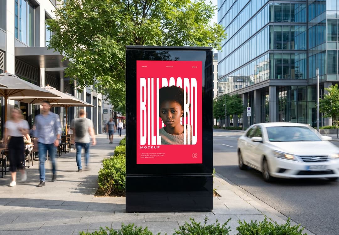 Freestanding Street Billboard Mockup in Modern City