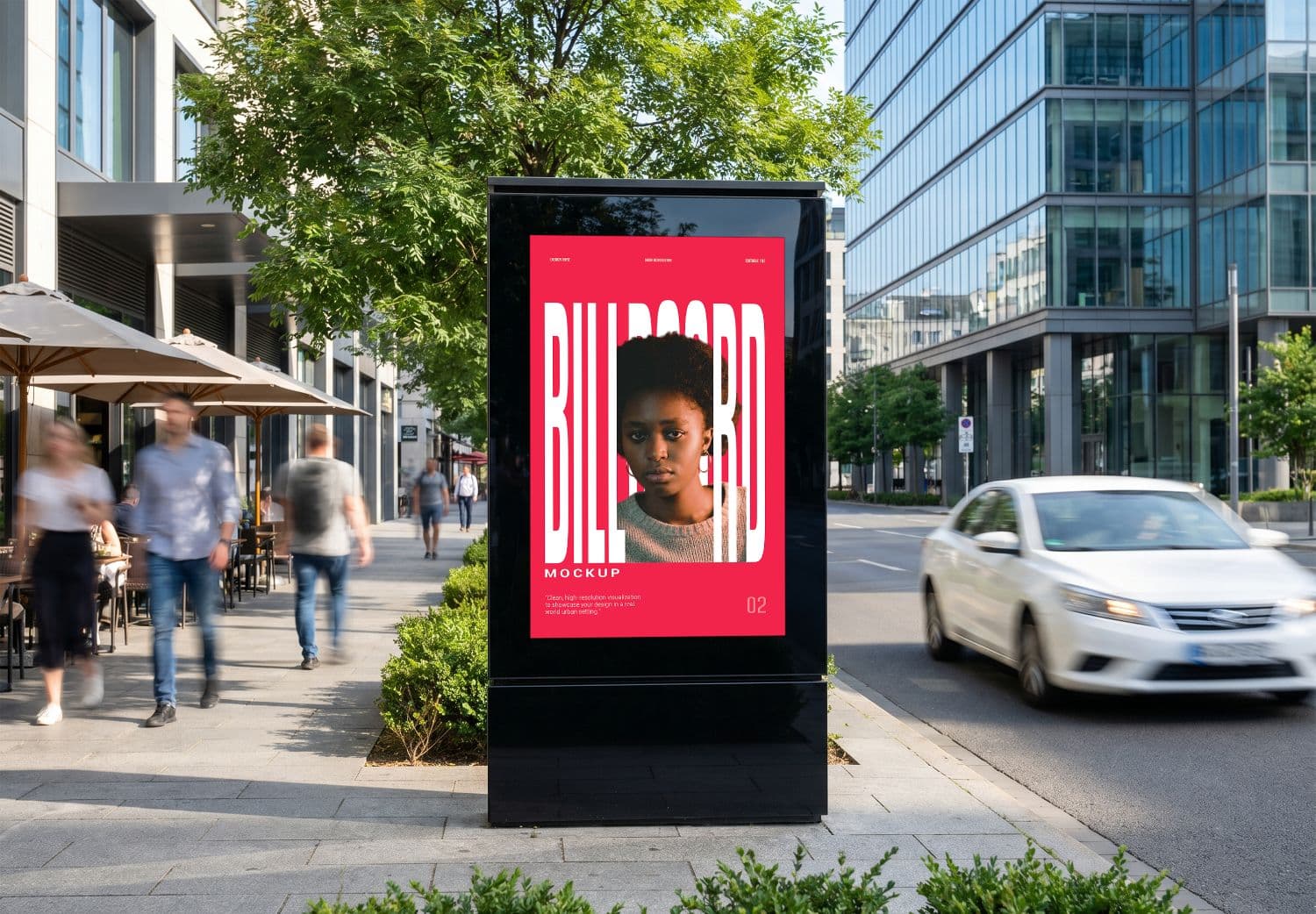 Freestanding Street Billboard Mockup in Modern City