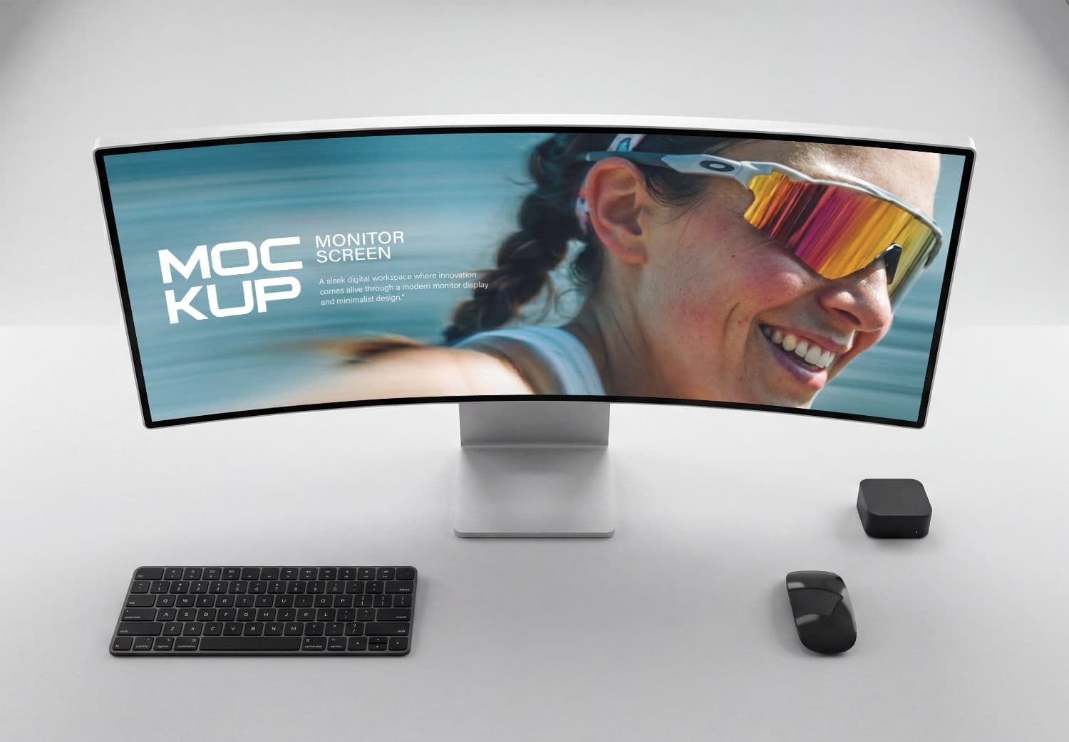 Curved Monitor Screen Mockup PSD