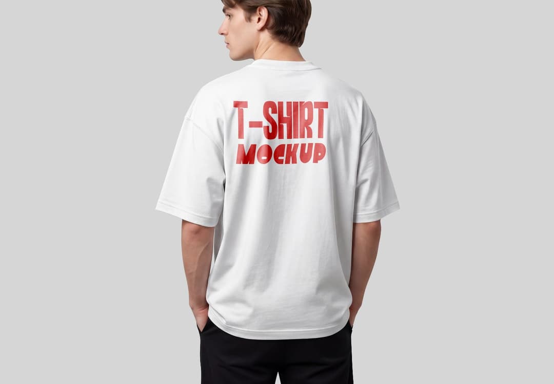 Realistic Oversized Back View T-Shirt Mockup