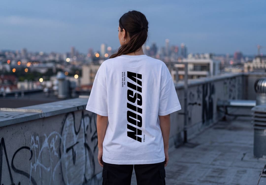 Urban Back T-Shirt Mockup for Streetwear Design